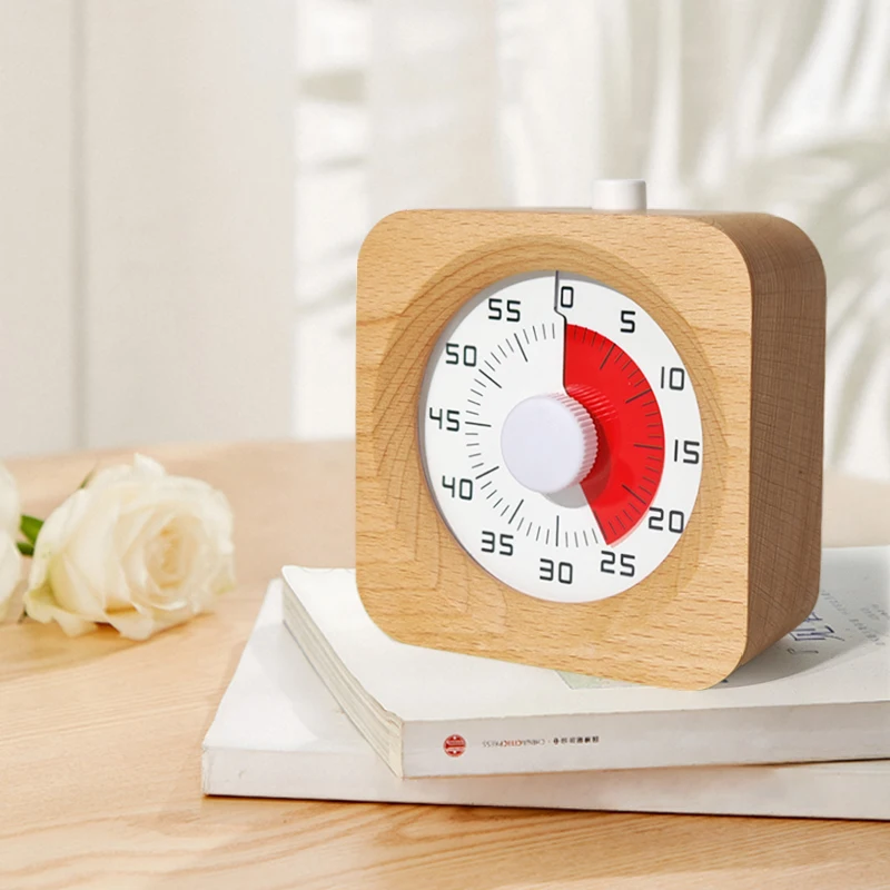 60 Minute Square Productivity Time Kitchen Countdown Student Portable Wood Visual Timer