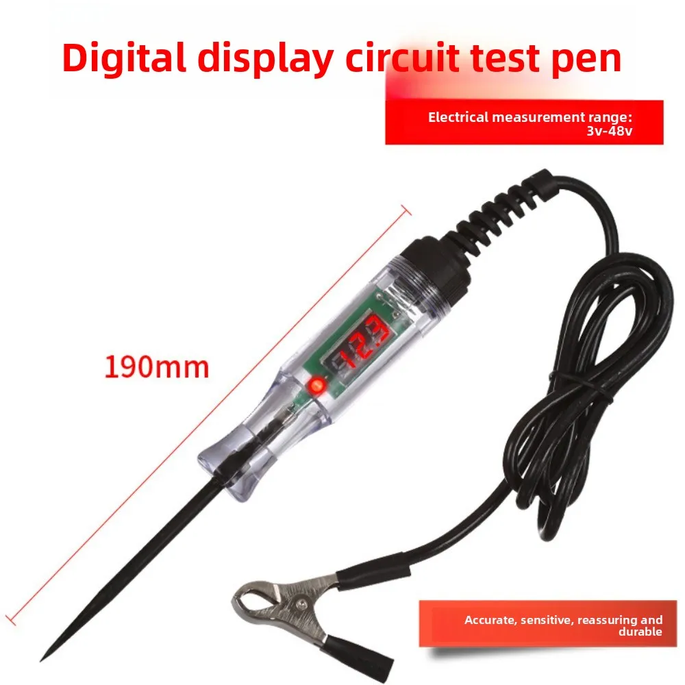 قلم اختبار السيارات، ضوء اختبار LED، شاشة رقمية للسيارة، 12v24v70V، دائرة إصلاح السيارات، قلم كشف الصمامات واختبار #3