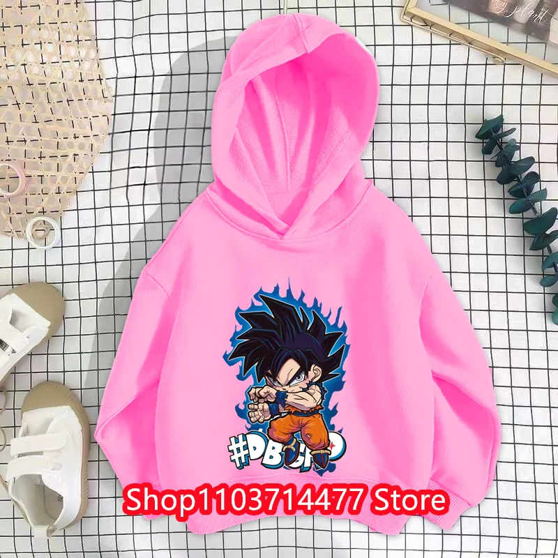 Hoodie Baby Clothes Dragonball Tops 2 to 12 Year Outerwear Boy Goku Sweatshirt for Children Girl 2024 Spring Clothing Mother