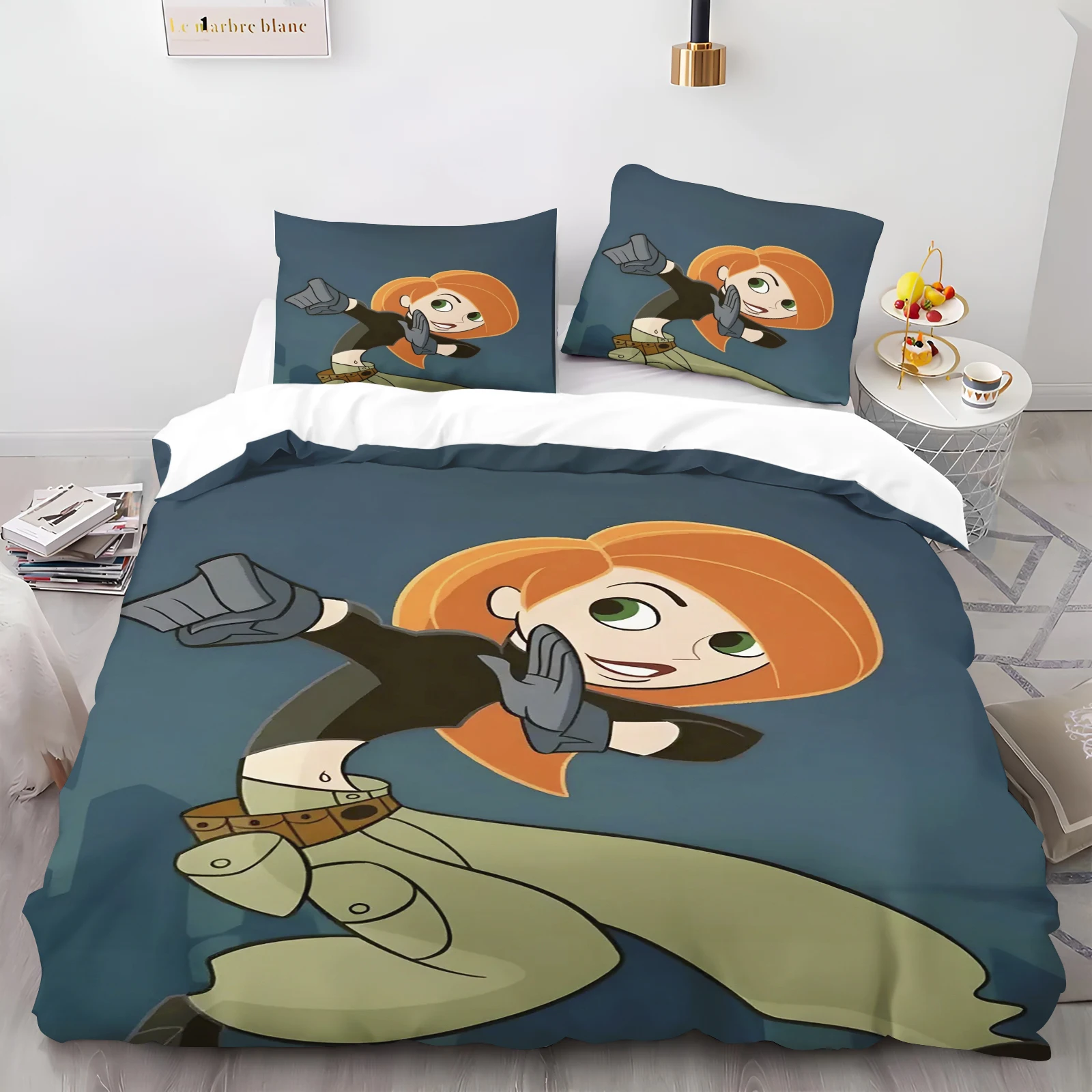 Spicy Girl Cartoon Printed Bedding Set Cute Soft Customizable Duvet Quilt Cover For Kids Bedroom Home Decoration