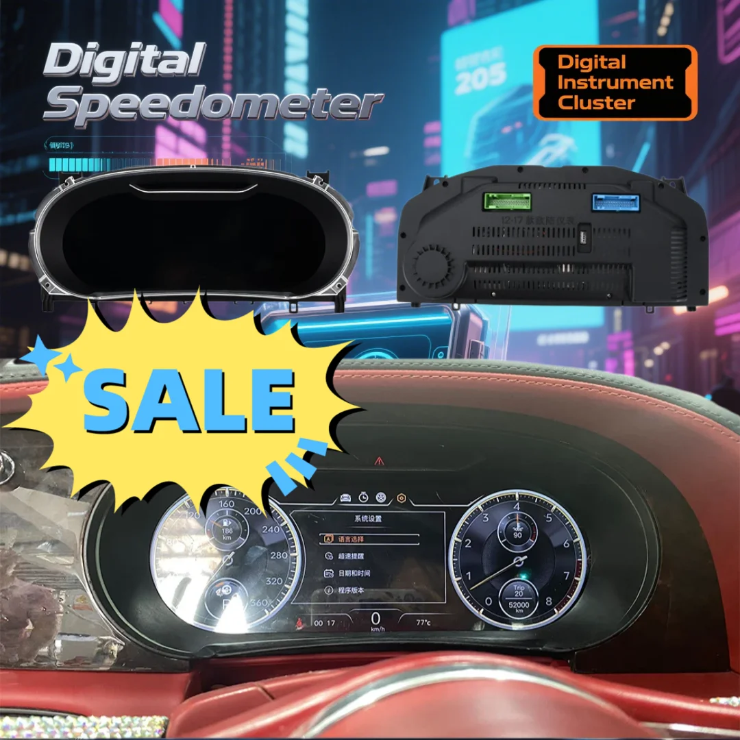 Car LCD Instrument Android 14 For Bentley Bentayga Flying Spur Continental GT 2005-2019 GPS Radio Cluster Dashboard  Speedometer