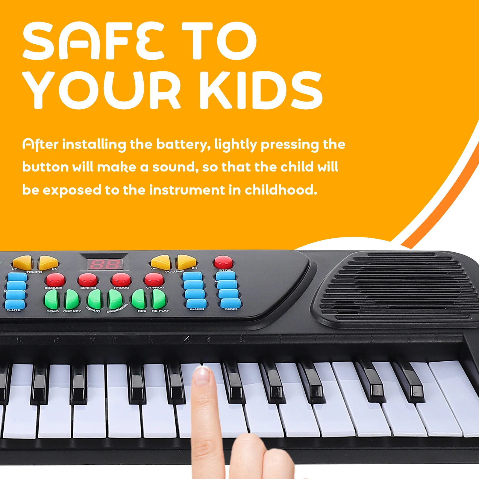 1Set Colorful Music Electronic Keyboard 37-Key Durable ABS Kids Learning Educational Piano Plaything Multipurpose Piano Toy