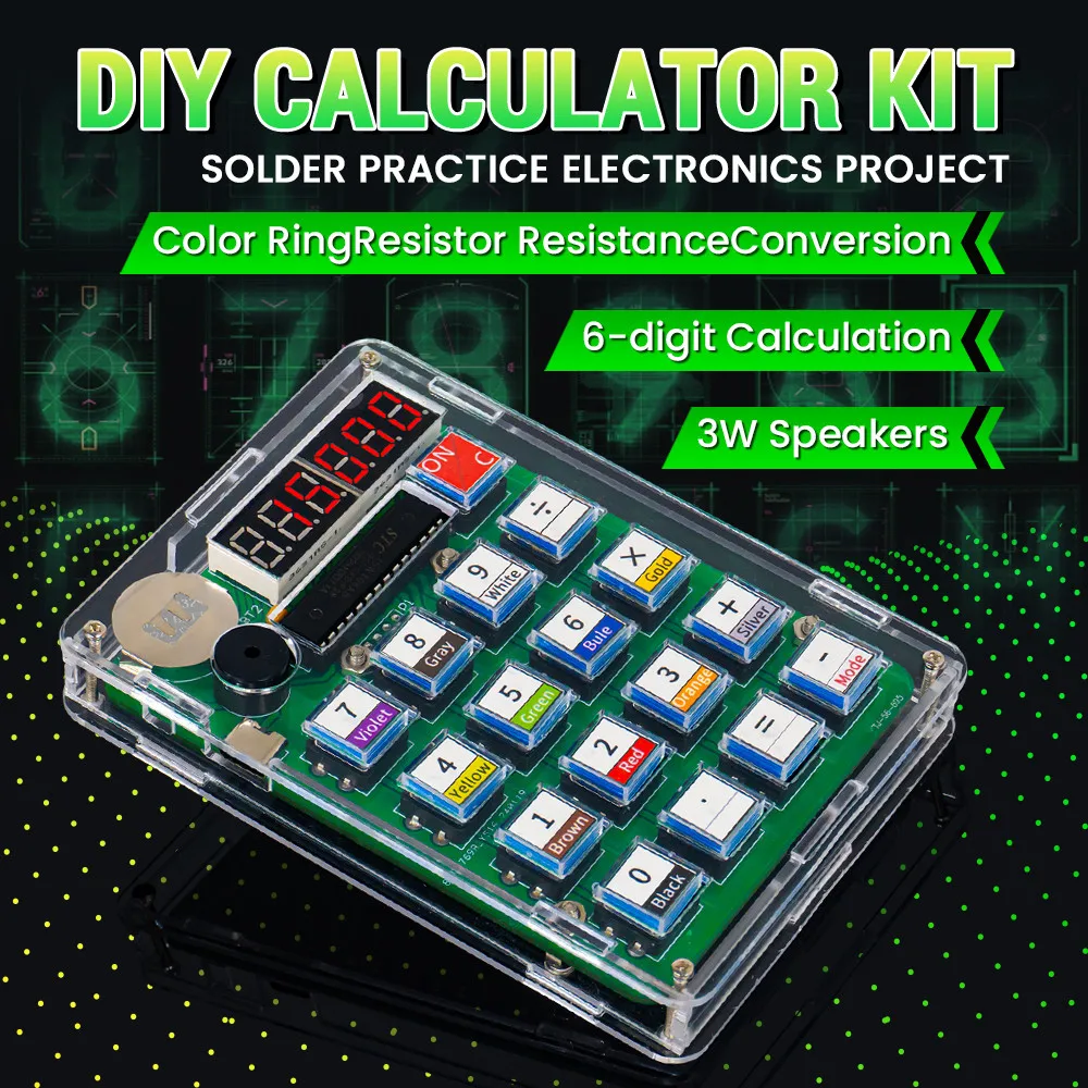 DIY-Taschenrechner Elektronik-Bausatz mit LED-Digitalanzeige und Gehäuse, Übungsset für Einchip-Mikrocomputer-Schweißen