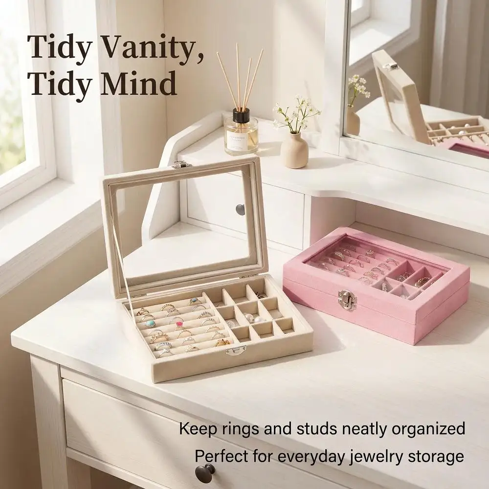 Vintage Jewelry Box, A Storage Organizer for Rings and Earrings, Perfect for Home and Travel Use