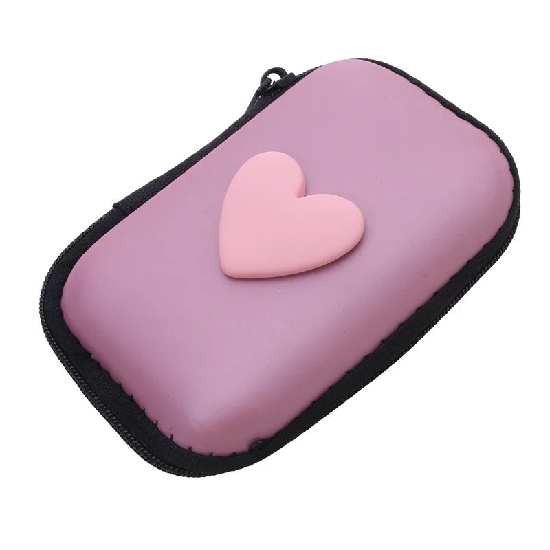 Headphone Data Cable Storage Case Charger Power Bank Rectangular Box EVA Zipper Bag Love Pattern Pocket Pouch