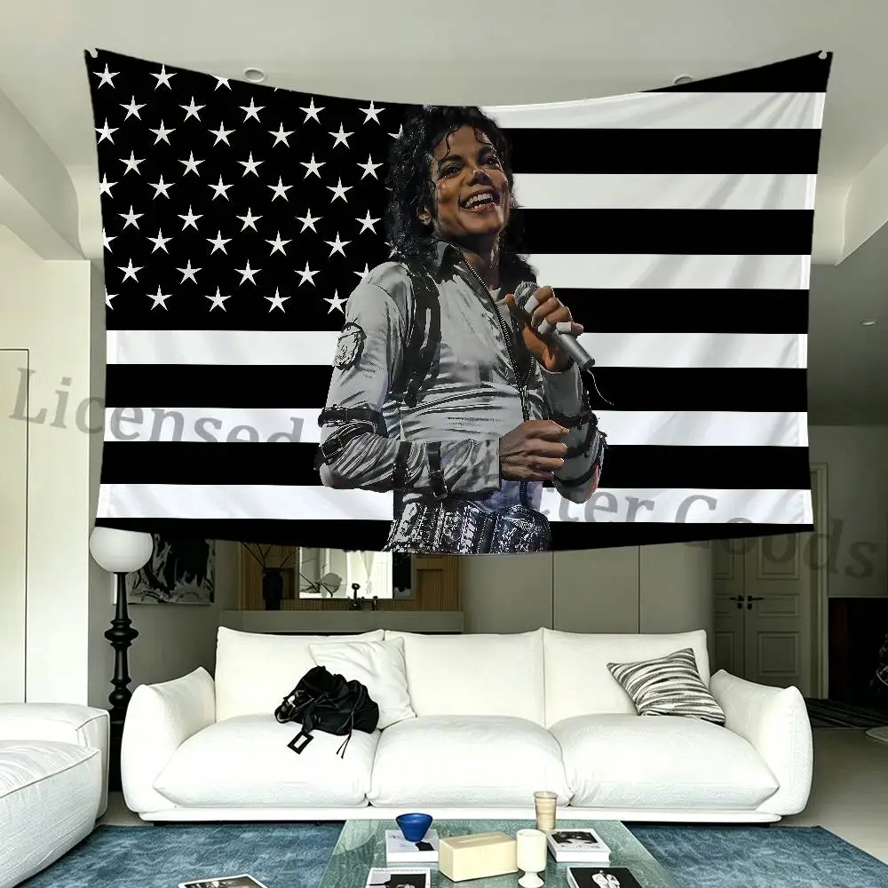 Black Flag Polyester Fabric Rustproof Grommets 50x70 60x90 70x115 100x150 150x200 cm Decor Banner M-Michael J-Jackson