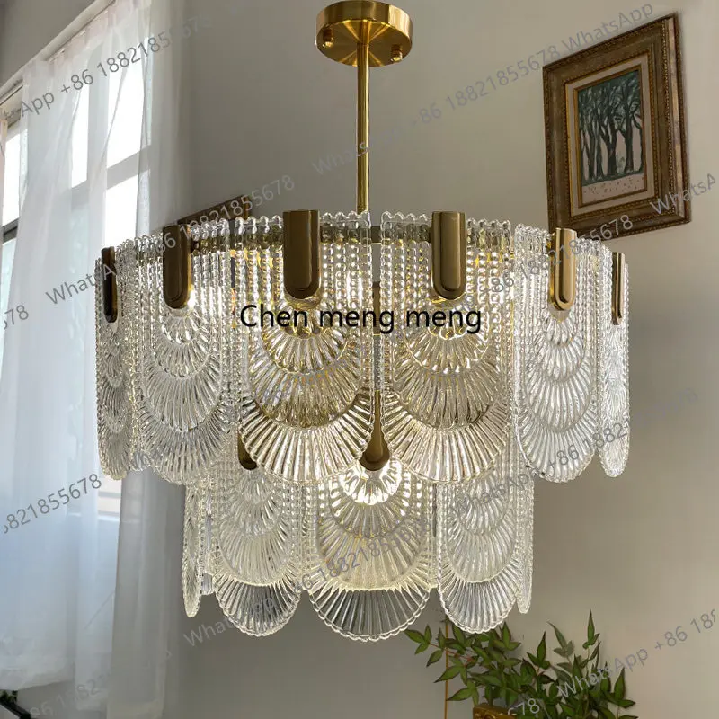 

American chandelier, court retro style living room lamp, French art glass lamp, light luxury