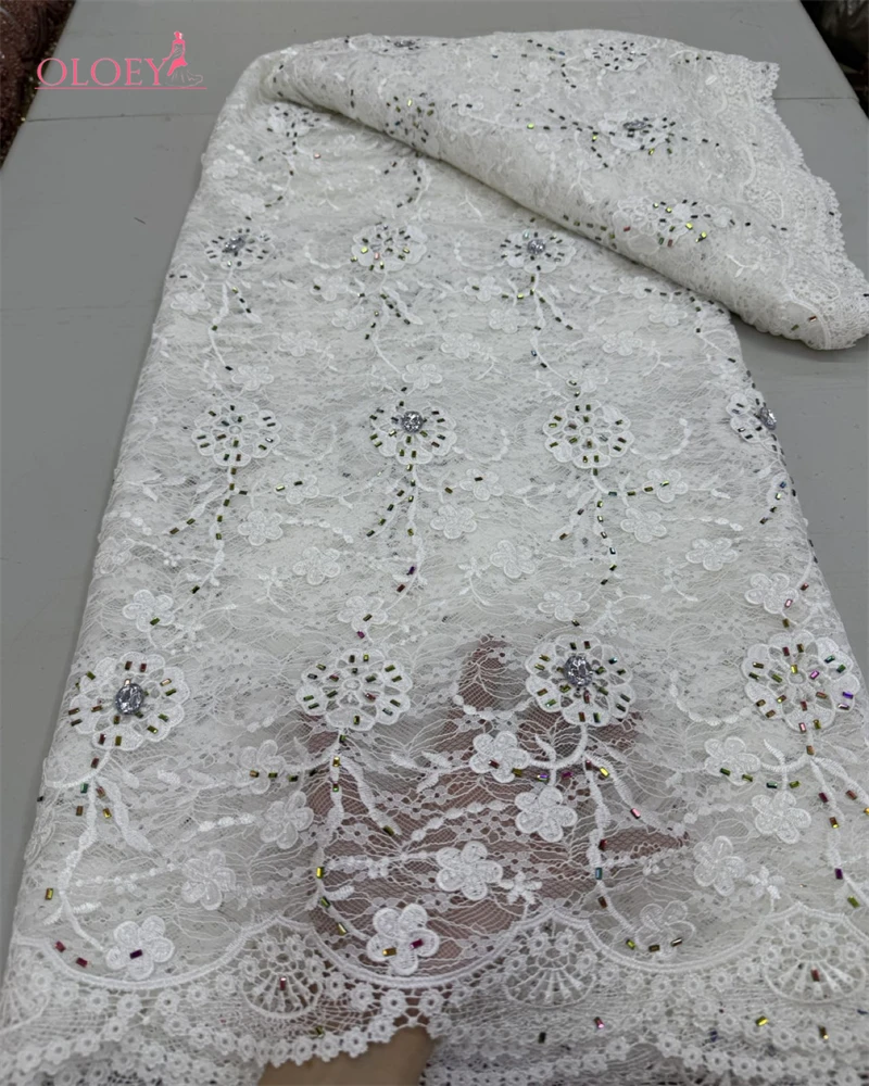

Кружевная ткань OLOEY African Large Jewel Guipure с вышивкой, 2026, роскошная нигерийская кружевная ткань для пошива женских вечерних платьев