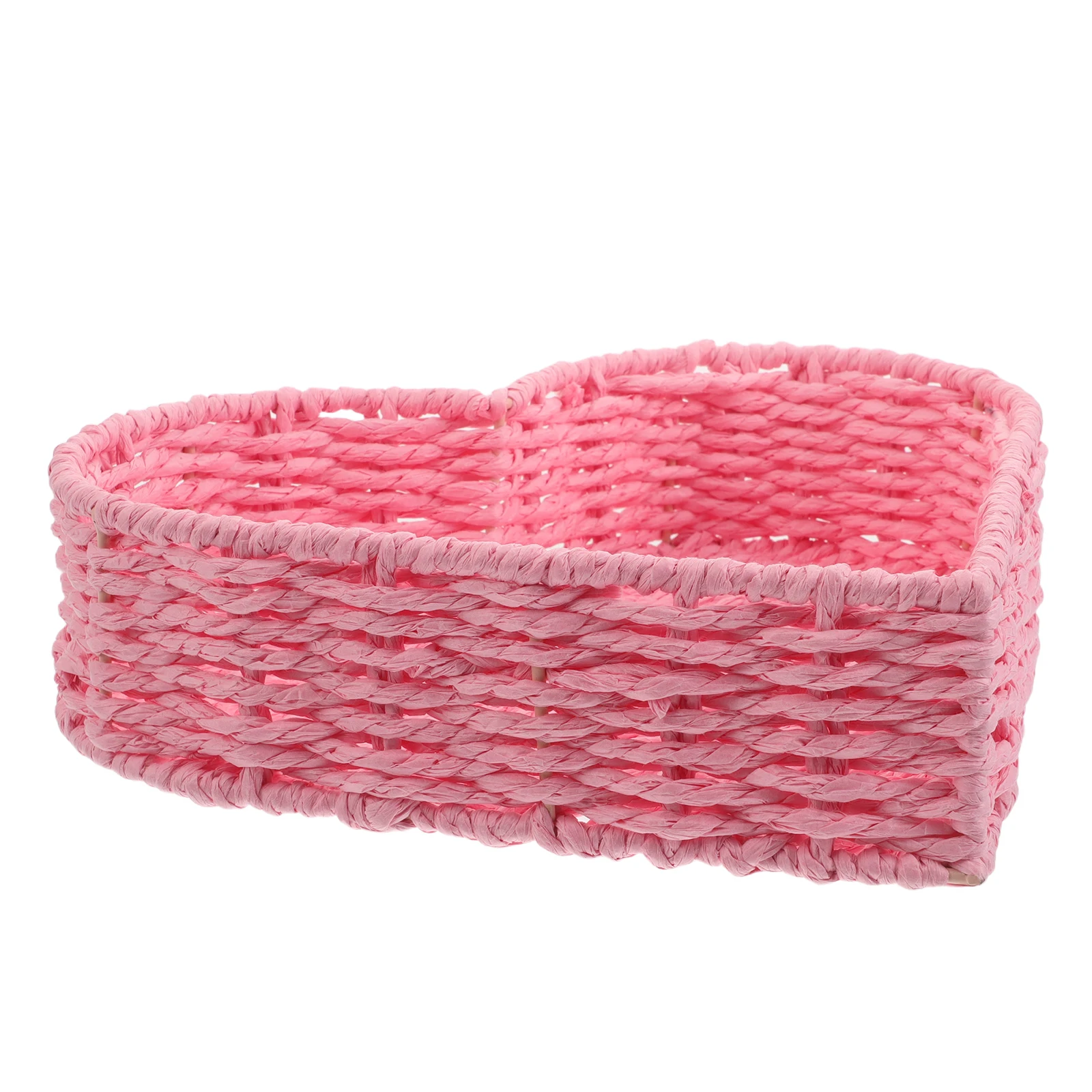 

Elegant Heart Woven Storage Paper Rope Bread Fruit Basket Platter Organizer Bin Coffee Table Decorative Container Kitchen Dried