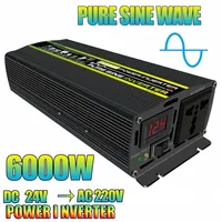 3000W/4000W/6000W LCD Display Car Inverter DC 12V/24V To AC 220V Pure Sine Wave Power Inverter Voltage Transformer Converter