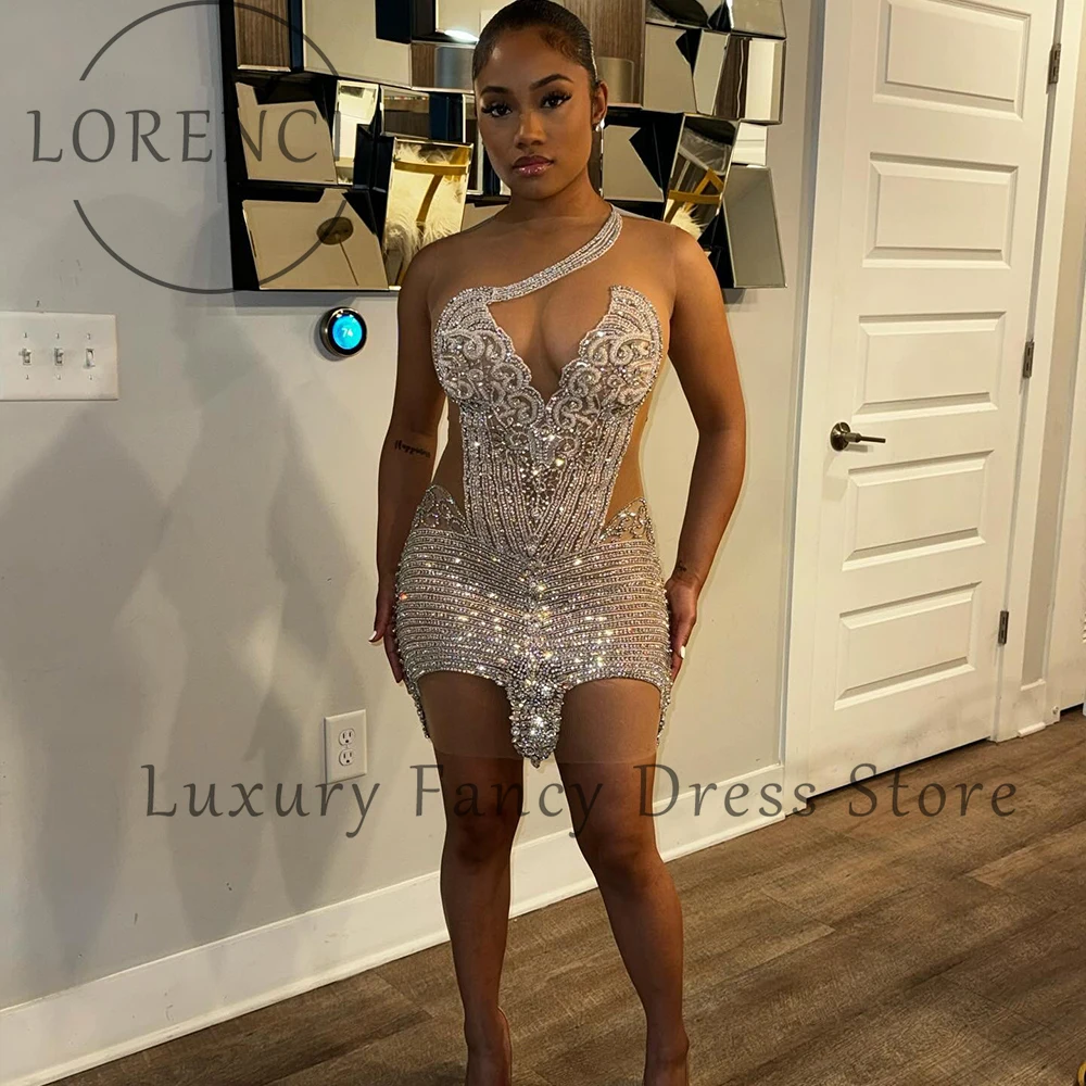 Luxury Sparkly Crystal Prom Dresses Diamond Skinny Cocktail Dress Evening Party Gowns Customized Sleeveless robe d'été femme