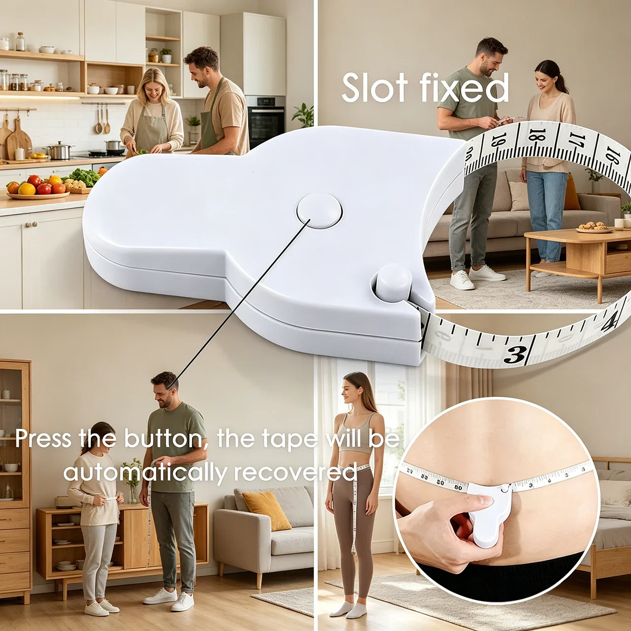 1.5m Retractable Body Tape Measure | PVC Dual-Scale Measuring Tape for Sewing & Fitness | Portable Waist Measure Tool