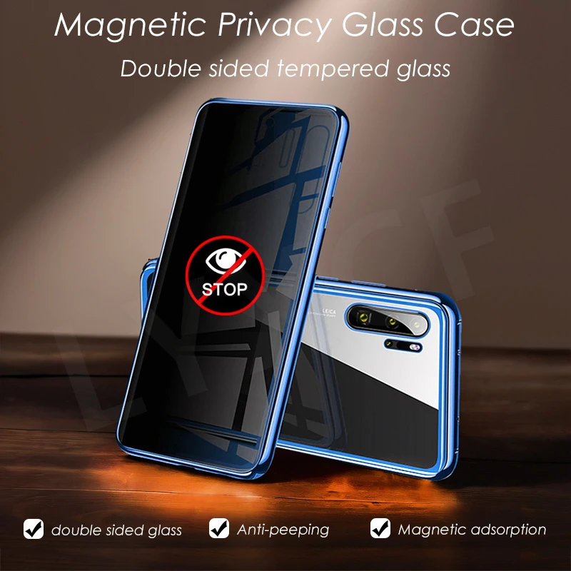 

360° Full Double Sided Glass Anti-Peeping Privacy Case For iPhone 15 14 13 12 11 Pro Max Magnetic Adsorption Metal Protect Cover