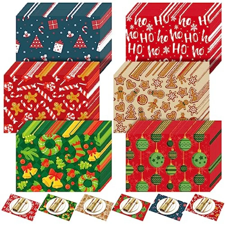 

60 Pcs Christmas Dinner Paper Placemats 10.24 x 14.57 Ih Christmas Placemats Disposable Placemats Christmas Paper Placemats for