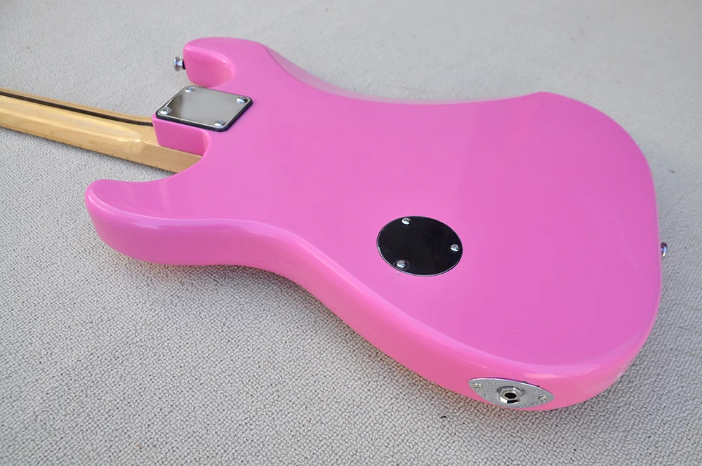 6 Strings Pink Electric Guitar with White Pickguard,Maple Fretboard