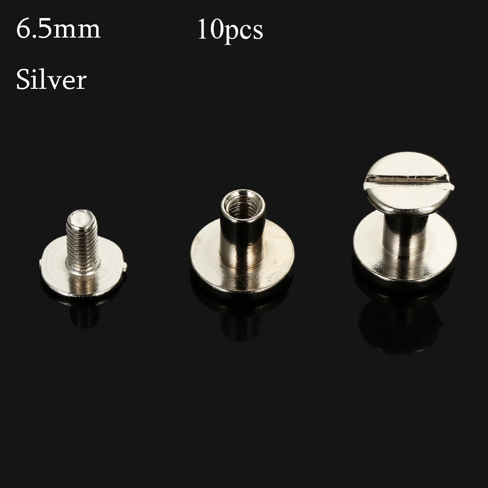 10 pcs 5/6.5/8mm Bookkeeping Brass Nail Clothes/Bag/Shoes Strap Rivets Screw Round Head Screws Leather Craft Solid Nail Bolt