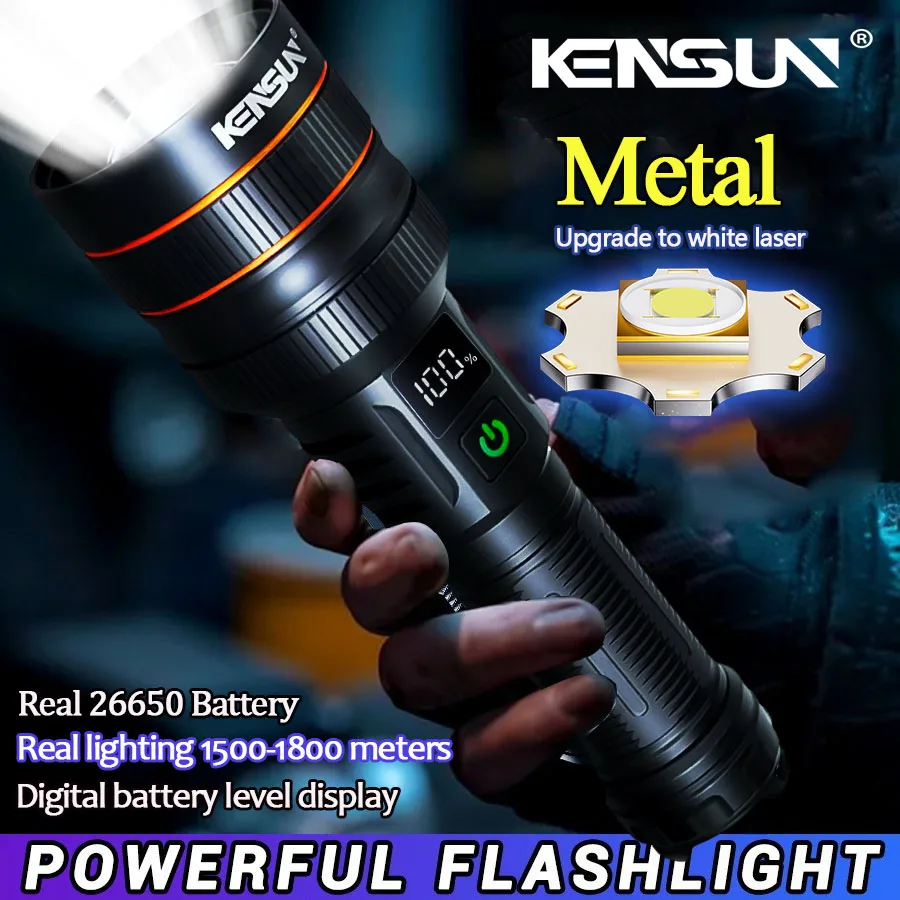 

white laser Ultra Powerful Spotlight Long Range Wick LED Flashlight Power Display Tactical Camping Adventure Torch For Camping