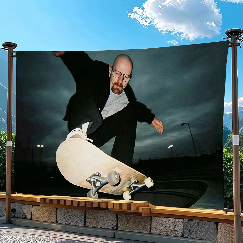 Old White Skateboard Bryan Cranston Flag For Outdoor Camping Parties Weddings Bedroom Decoration And Living Room