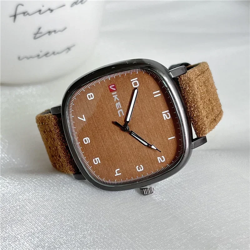 Brand Quartz Watch Youth Student Watch Vintage Square Dial Leather Belt Wristwatch Casual Fashion Men Women Gift Clock Wholesale