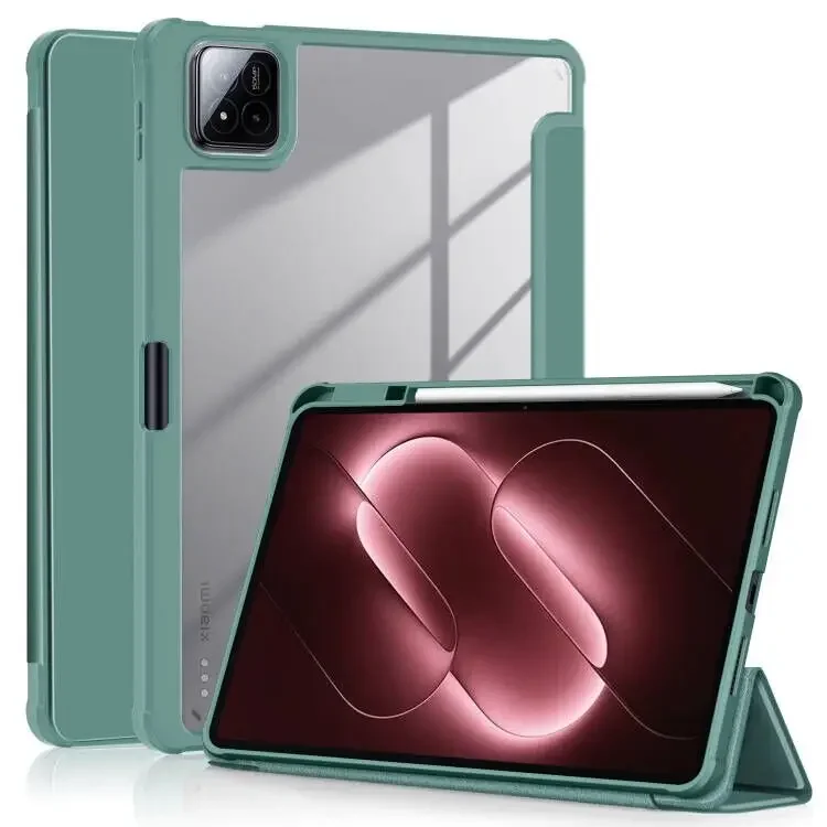 Shockproof Acrylic Transparent Hard Case for Xiaomi Pad 9 2026 11.2 inch with Pencil Holder