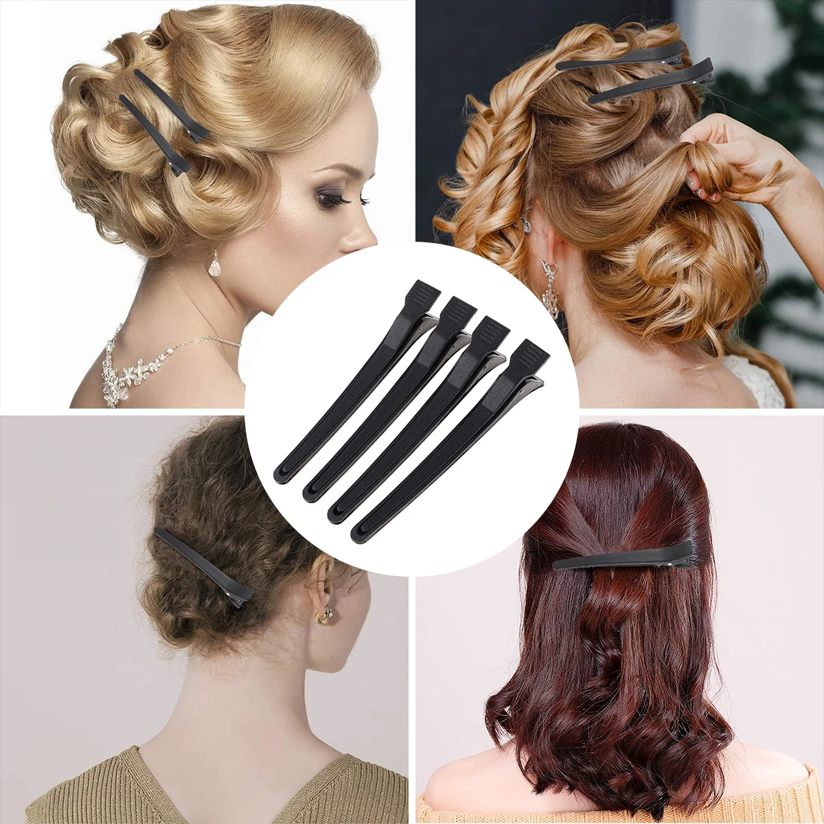 12Pcs Black Duckbilled Hairpins Plastic Durable Clips Heat Cold Resistant Tight Hairdressing Clips for Travel and Daily Use