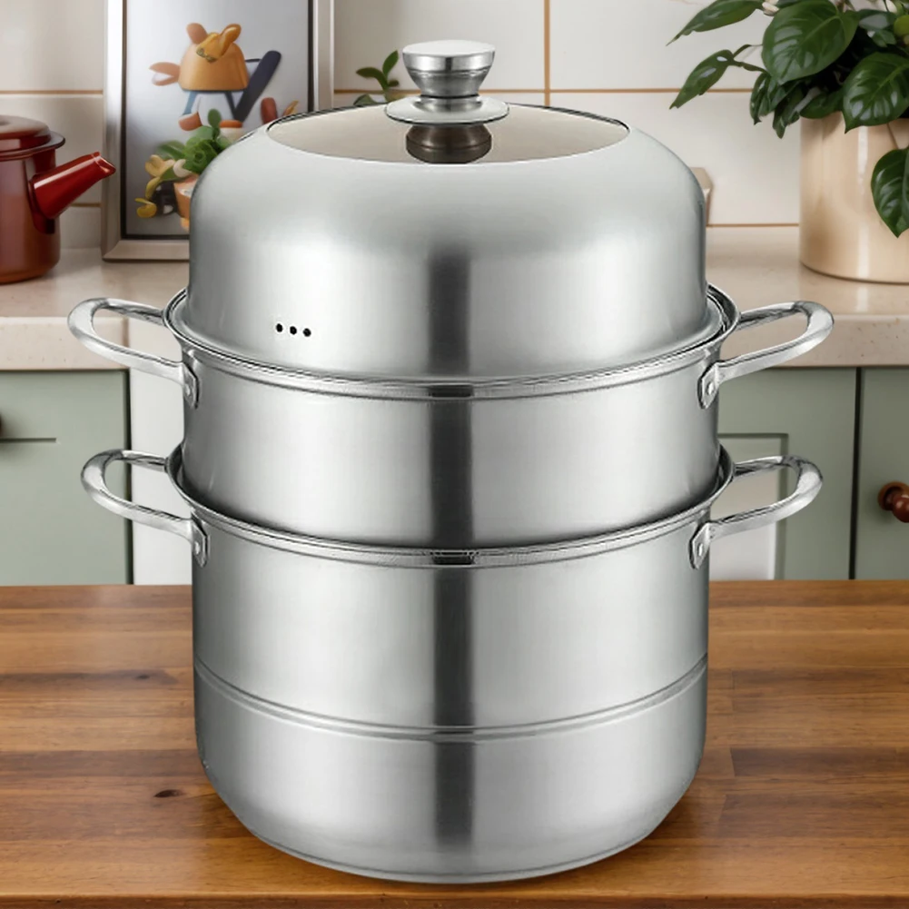 

Кастрюля из нержавеющей стали с пароваркой и ручкой для приготовления супов и других блюд на кухне