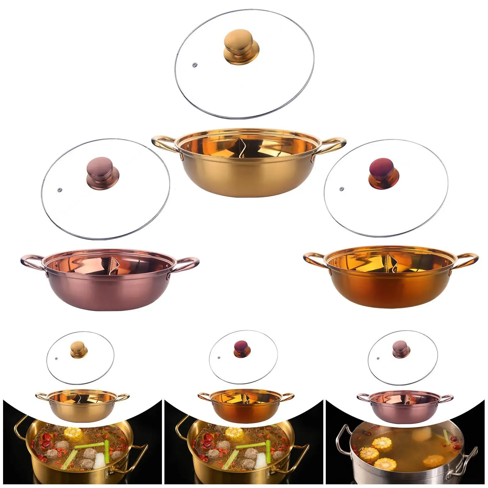 Panela quente com divisor, fácil de limpar, multifuncional, pote divisor, sabor duplo, para festa, casa, acampamento, casa, restaurante