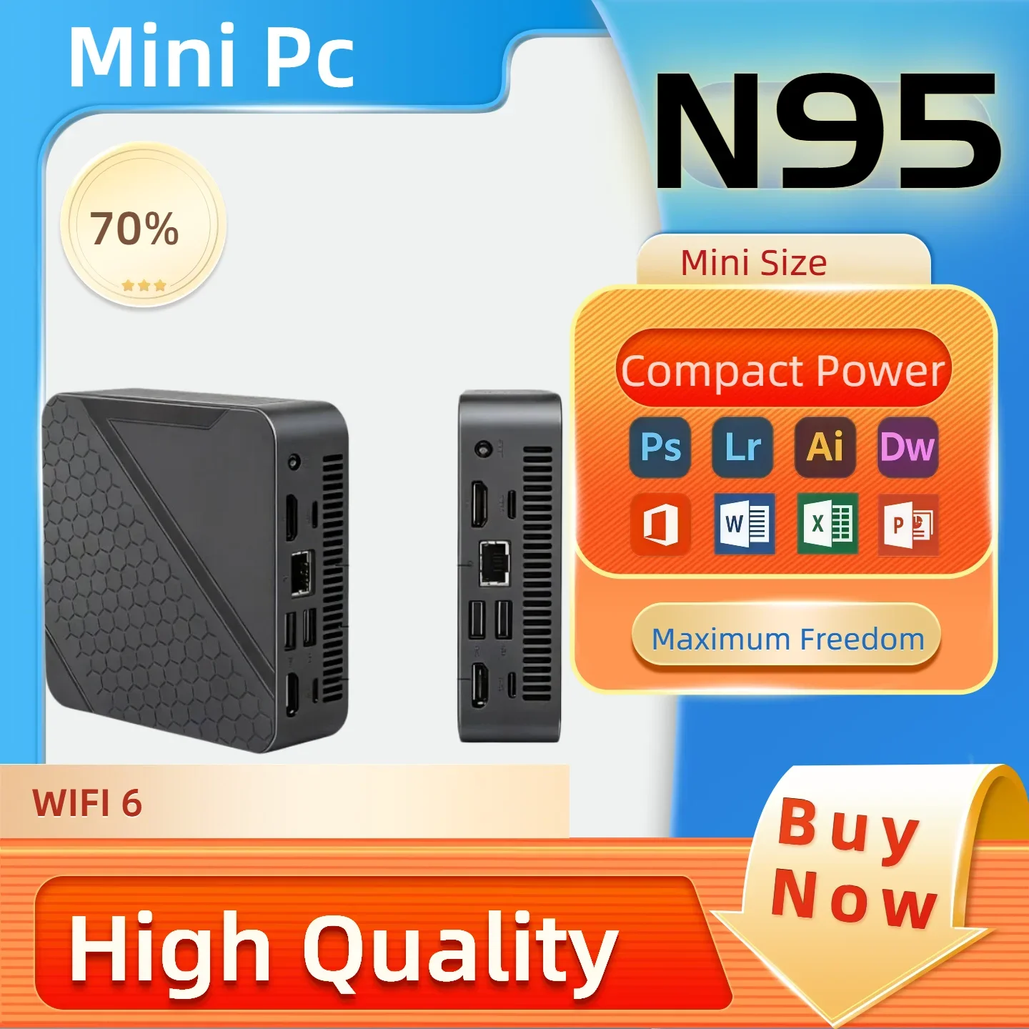 iIntel Core N95  Mini PC Portable 1TB 2TB SSD 16GB RAM WIFI 6 BT5.2 4K HD Mini Gaming Office Study Pc
