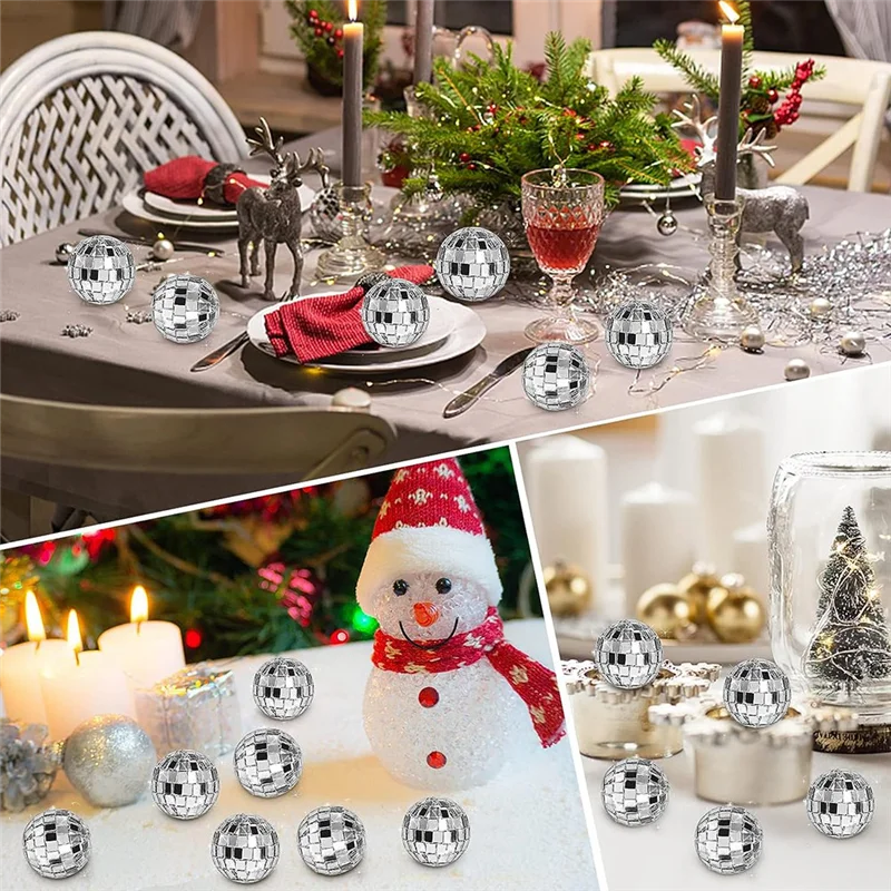 30pcs Mirror Ball 3cm Christmas Tree Ornaments Bar Disco Ball Hanging Cake Home Party Decoration New Year Gift