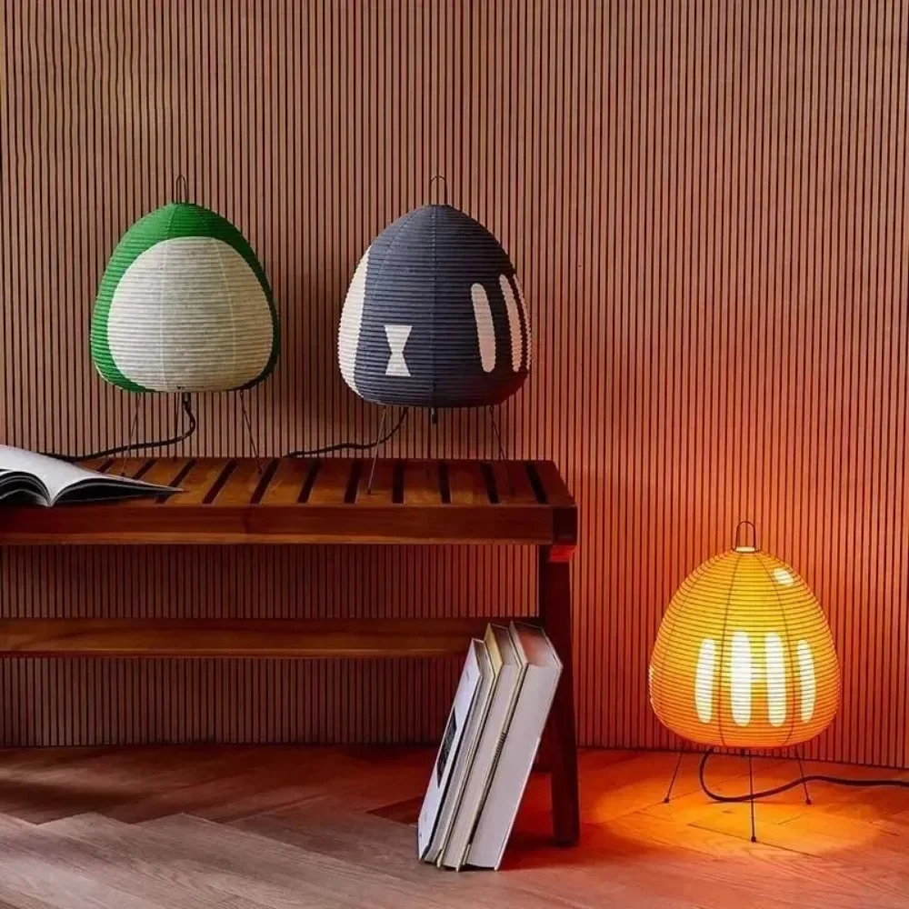Japanese Style Lantern Lamp Tripod Table Lamp Rice Paper Desk Lamp Living Room Bedroom Decor Atmosphere Bedside Lights