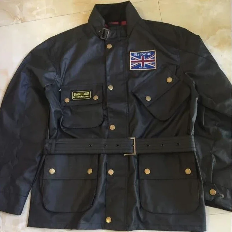 

Barbour international wax motorcycle jacket windbreaker coat retro men's and women's