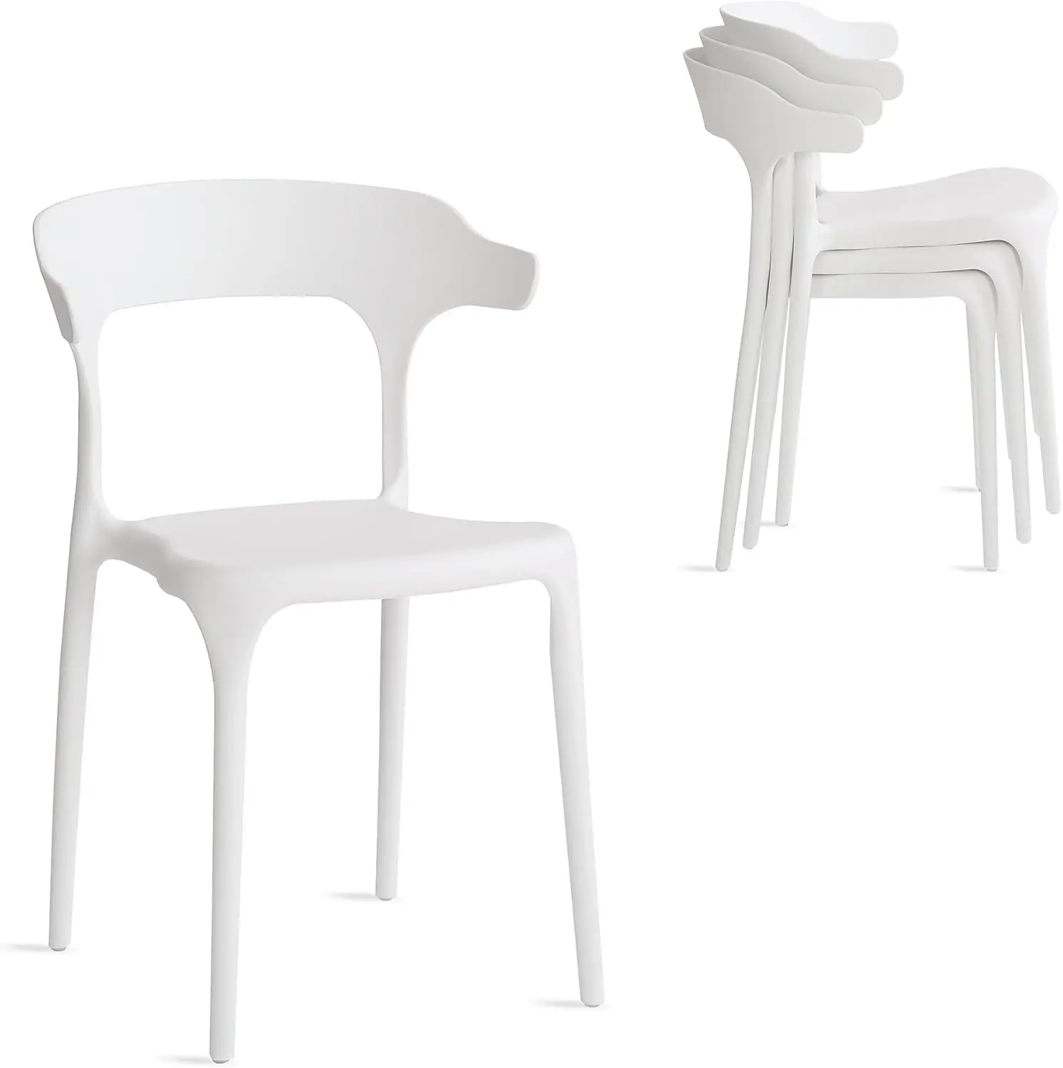 

Modern Stackable Dining Chair Set, No Assembly, Plastic Chair, Patio Chair, Suitable for Indoor and Outdoor Cafes and Restaurant