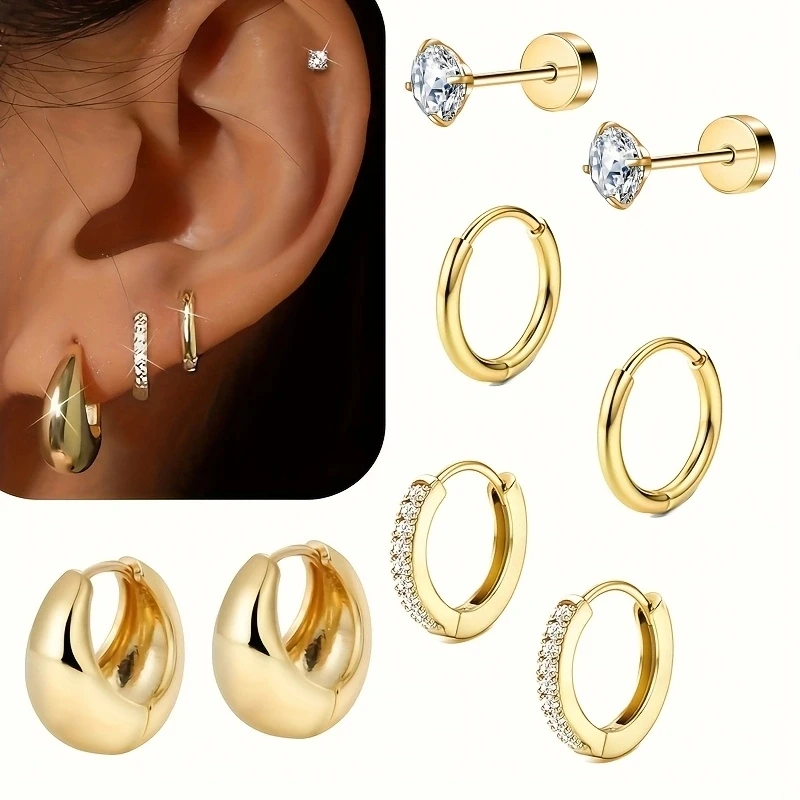 8pcs Hypoallergenic Thick Earrings Cartilage Jewelry Set – Only .57!