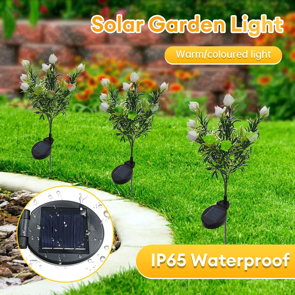 Imagem -04 - Outdoor Decorativa Solar Powered Lanterna Flower Lights para Paisagem Pathway Gramado Lâmpada 42led 1pc