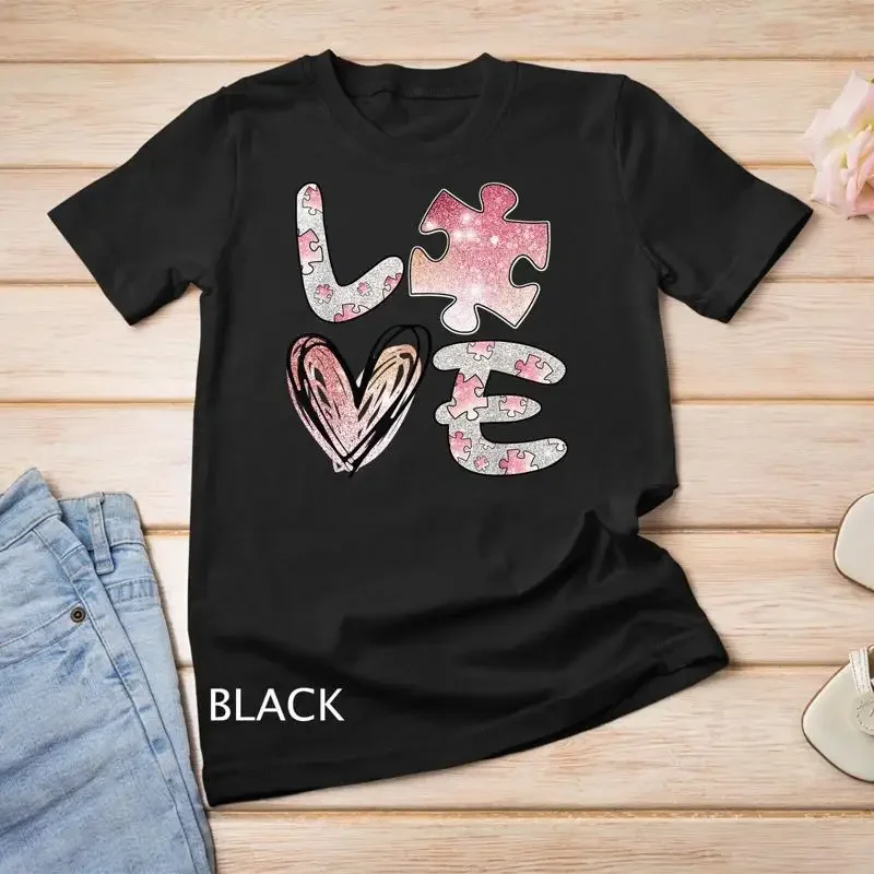 Autism Awareness 2024 Valentines Day Cute Puzzle Autism Unisex T shirt