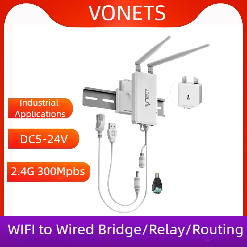 VONETS-minienrutador Industrial VAP11S, puente WiFi, repetidor inalámbrico con 2 antenas externas para báscula electrónica, PLC, 2,4 GHz