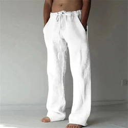 2025 Summer Men Sport Gym Pants Cotton Linen Pants Breathable Casual Training Trousers Joggers Hip Pop Sweatpants Streetwear 