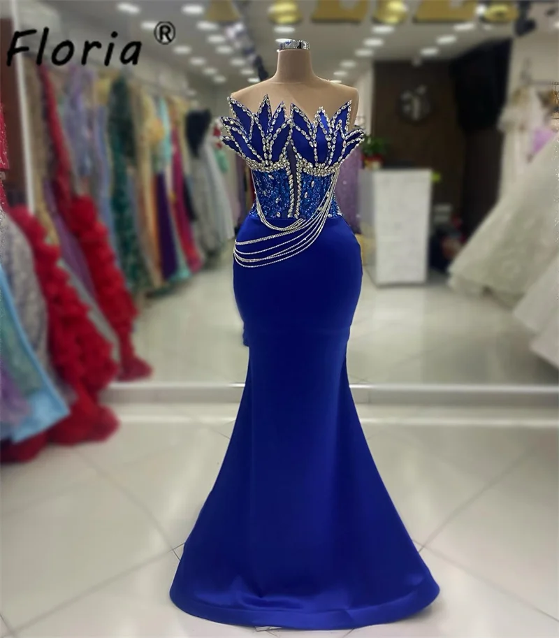 Robe de soirée bleu royal avec perles, appliques 3D, robes de soirée de Rh, cocktail en cristal sans noir, quelque soit, nouveau, éducatif, fi.C.