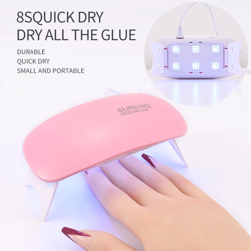 1PC 6W UV LED USB Machine de photothérapie des ongles Mini souris Portable Gel ongles vernis lampe de séchage outil de manucure professionnel Salon *