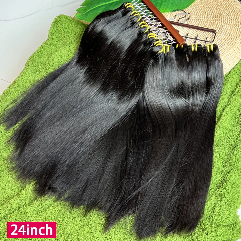 16A Vietnamesisches Rohhaar, knochenglatte Bündel, 100 % unbehandelte Echthaarverlängerungen, doppelt gewebt, 10-36 Zoll, Naturfarbe # 1B – Detail 6