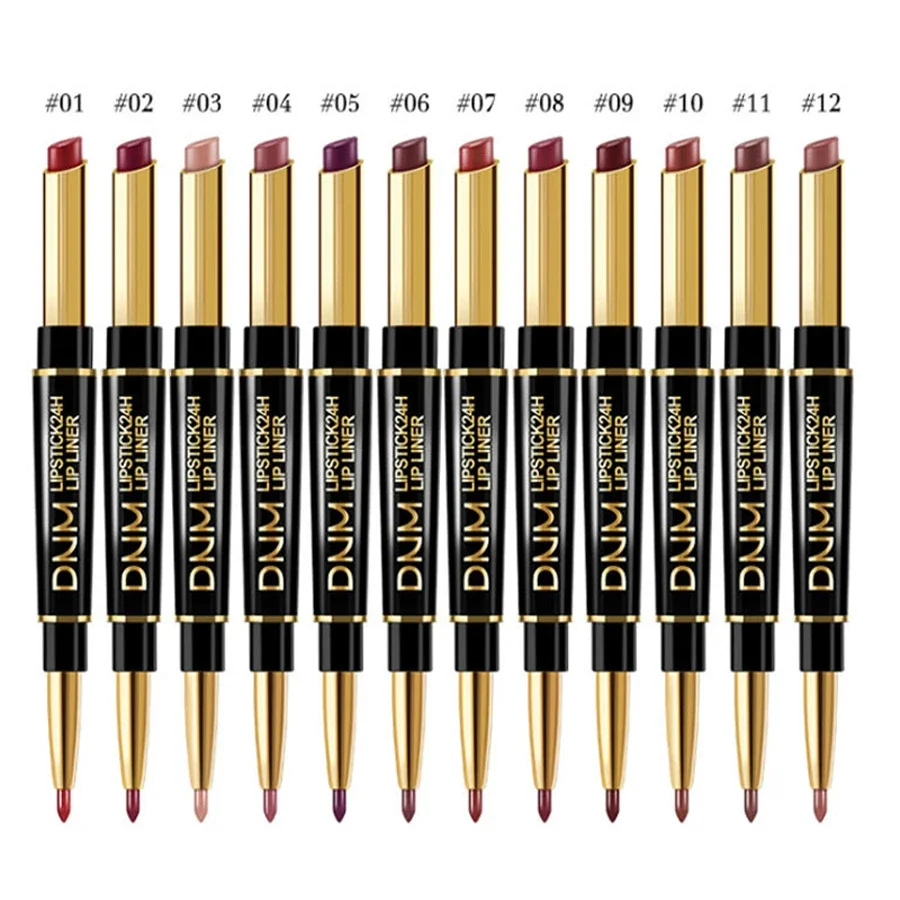 Double-ended Non-sticky Cup Longlasting Lipstick Lip Liner High Pigmented Waterproof Valentine Gifts Wholesale Cosmetics Makeups