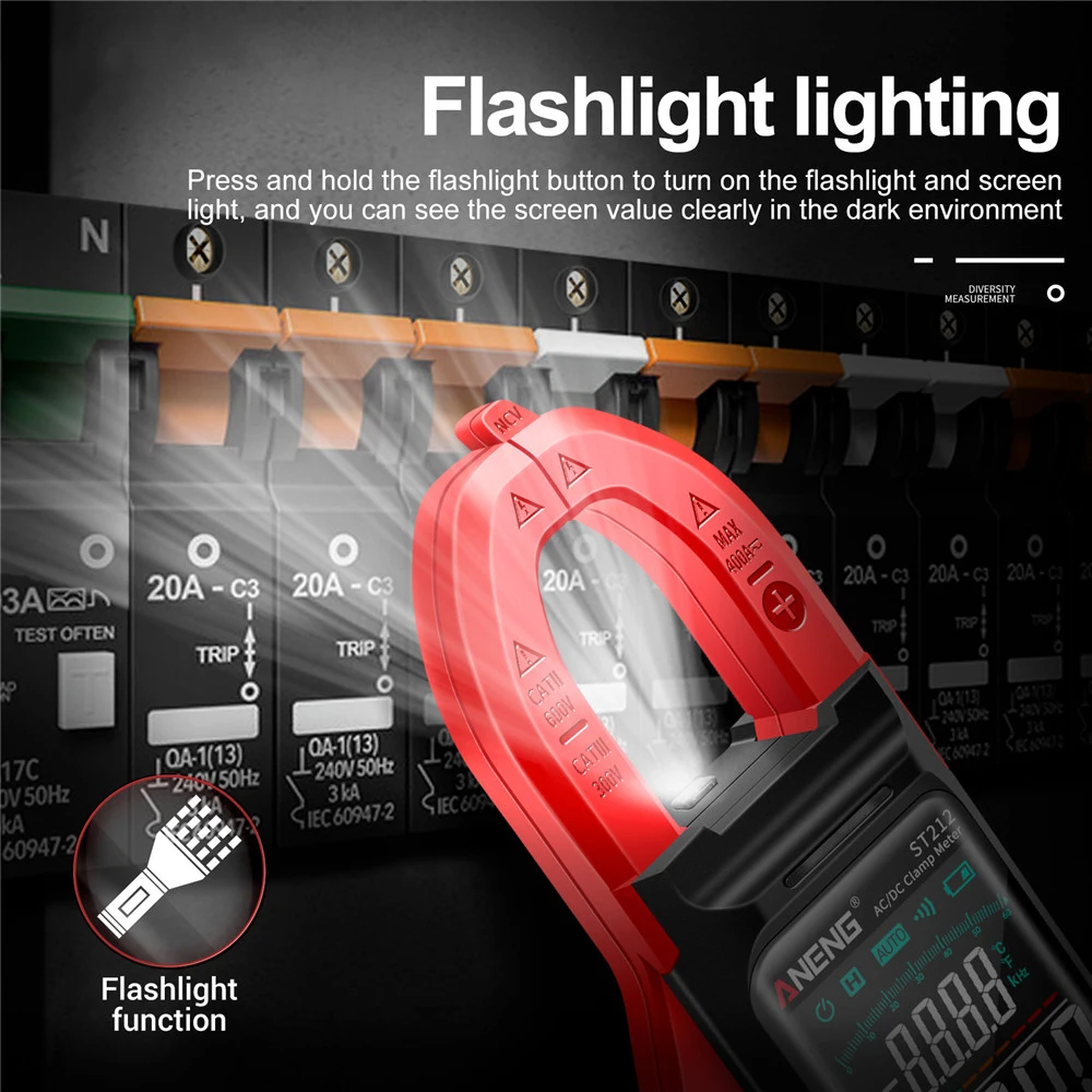 Imagem -02 - Aneng St212 Digital Clamp Meter 6000 Contagens dc ac Atual Multímetro Amperímetro Tensão Tester Auto Ranging Car Amp hz Ncv Ohm Teste