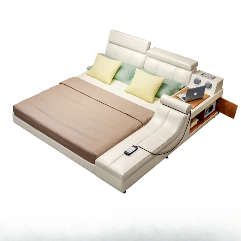 Telai letto Queen Size Moderni di fascia alta Massaggianti bianchi Telai letto matrimoniali Queen Mobili modulari multifunzionali Cama matrimoniale