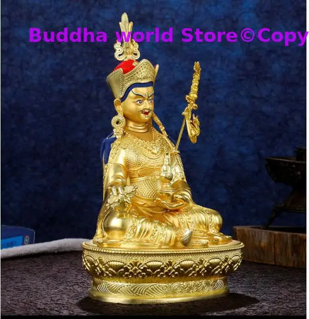 High grade gilding buddha statue Asia Buddhism Tibet golden Guru Rinpoche Padmasambhava figure of the Buddha family worship