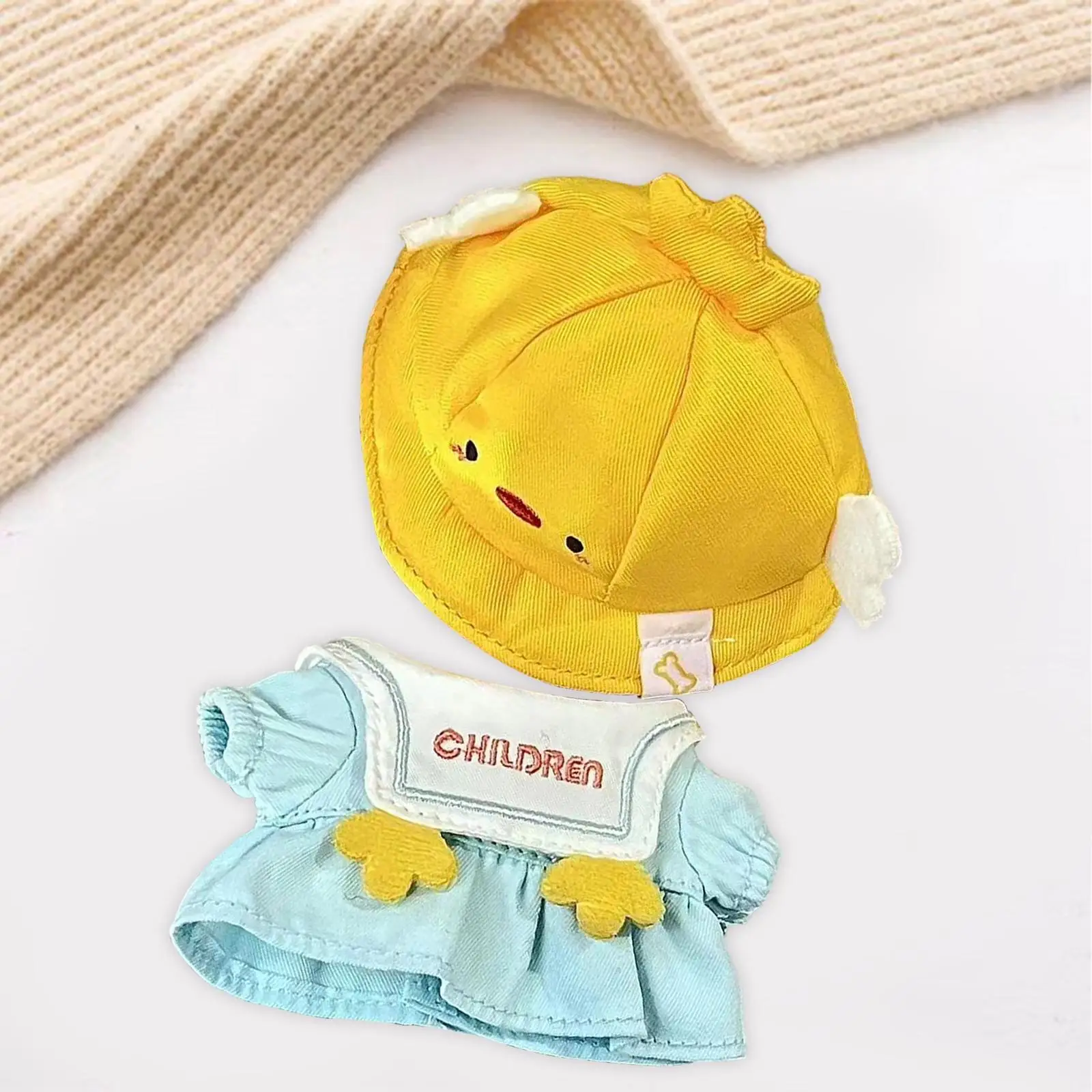 

Plush Doll Short Sleeve Dress with Hat for Kids Birthday Gift DIY Educational Imagination Make Your Own Dolls for 6.69inch Doll