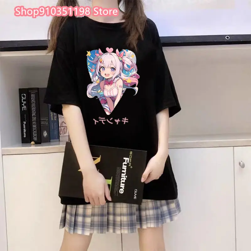 

Japanese Anime Cnady Girls Short Sleeve Tees Women T Shirt Y2k Harajuku Cartoon Print T-shirt Oversized Casual Tops Streetwear