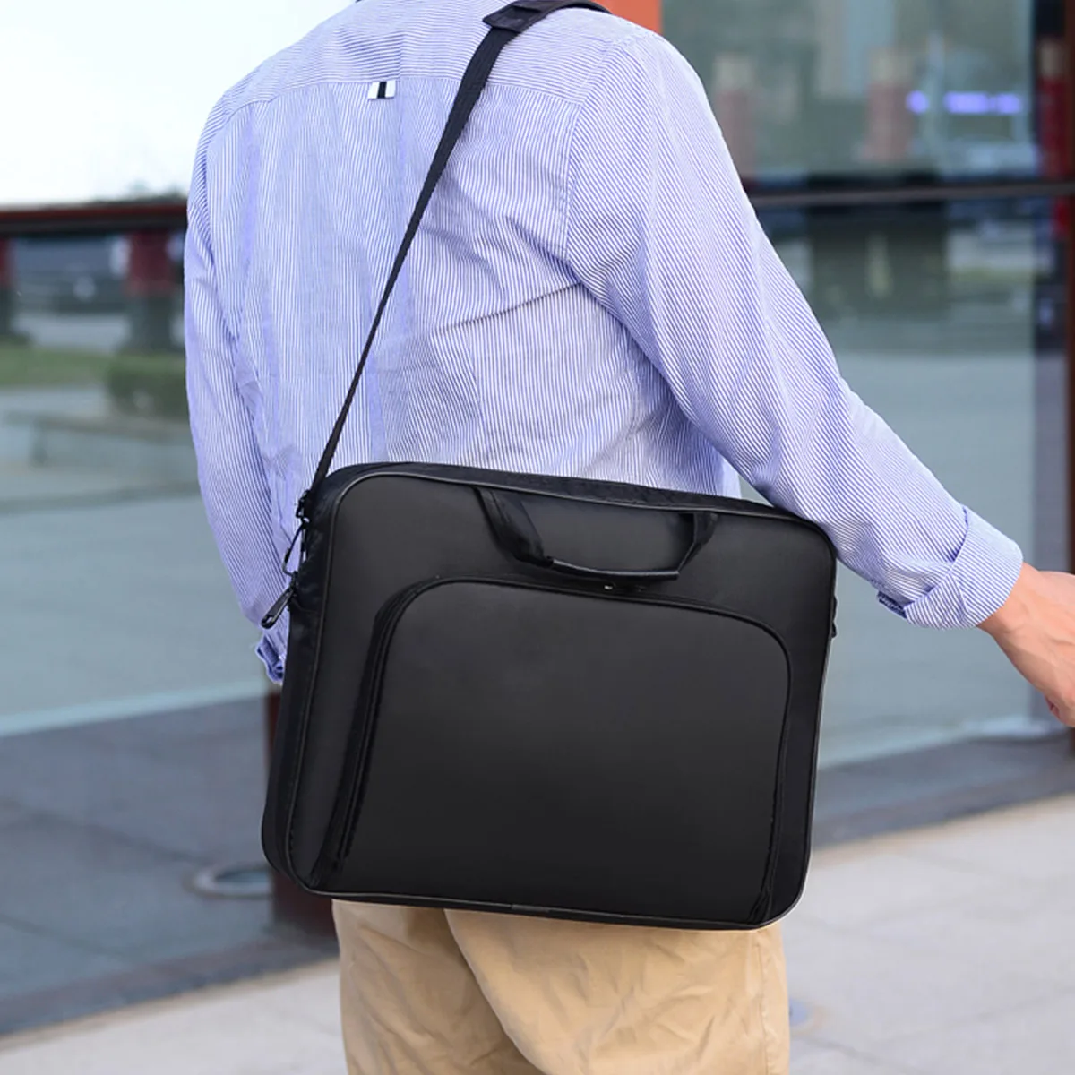 Large-Capacity Briefcase, Single-Shoulder Business Laptop Bag, Apple Huawei Simple Casual Commuter Men's Handbag, Legal Commuter Bag, Simple 16inch A4