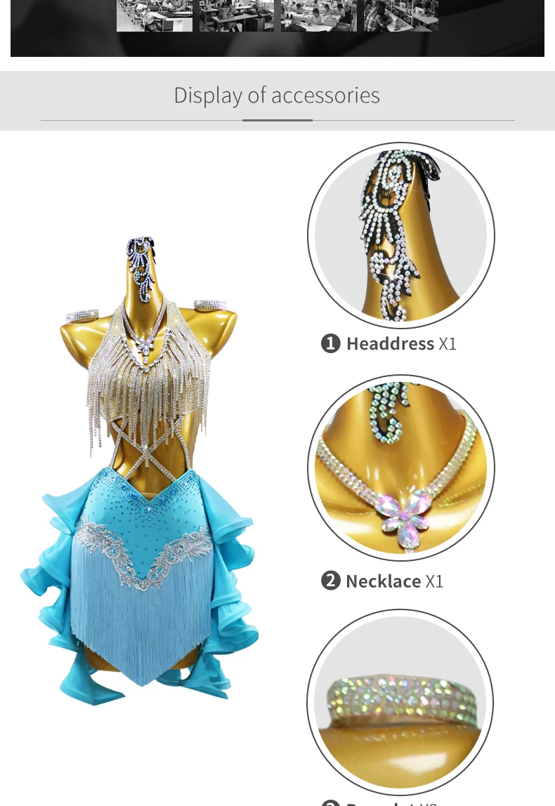 Neues Latein-Tanzkleid für Damen, Elegantes Party-Kostüm für Festivals, Ballsäle und Besondere Anlässe, Abendgarderobe 2026 für Mädchen – Detail 4