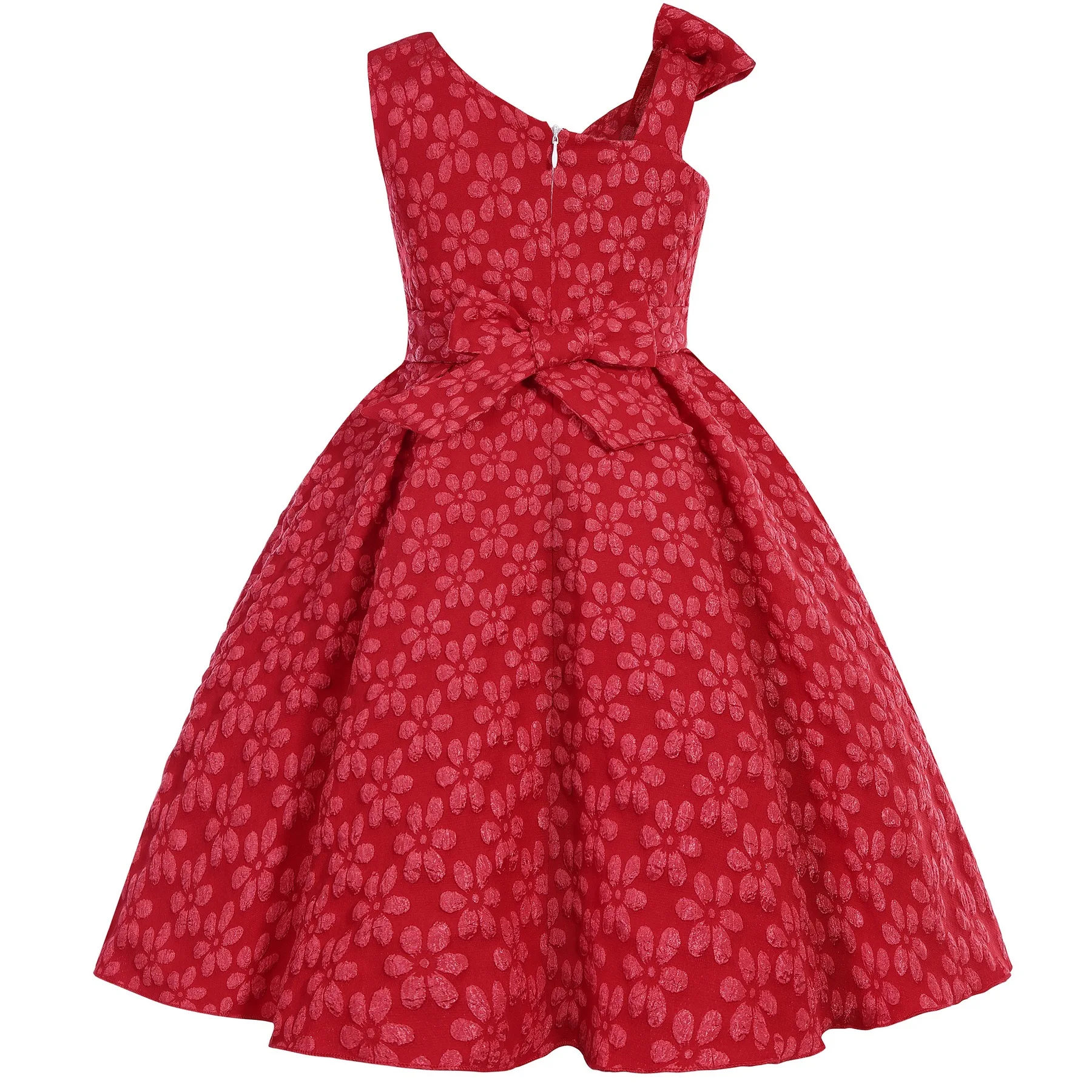 Summer New Children's Clothing Girls' Dress Princess Slanted Shoulder Bow Sequin Dress High-End Sleeveless