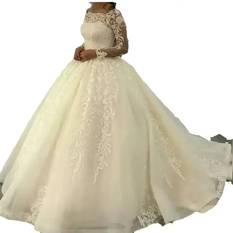 Customized Pretty Lace Appliques Ballgown Classic Wedding Dresses Vestido De Casamento Long Sleeves Vintage Bridal Gowns 2024